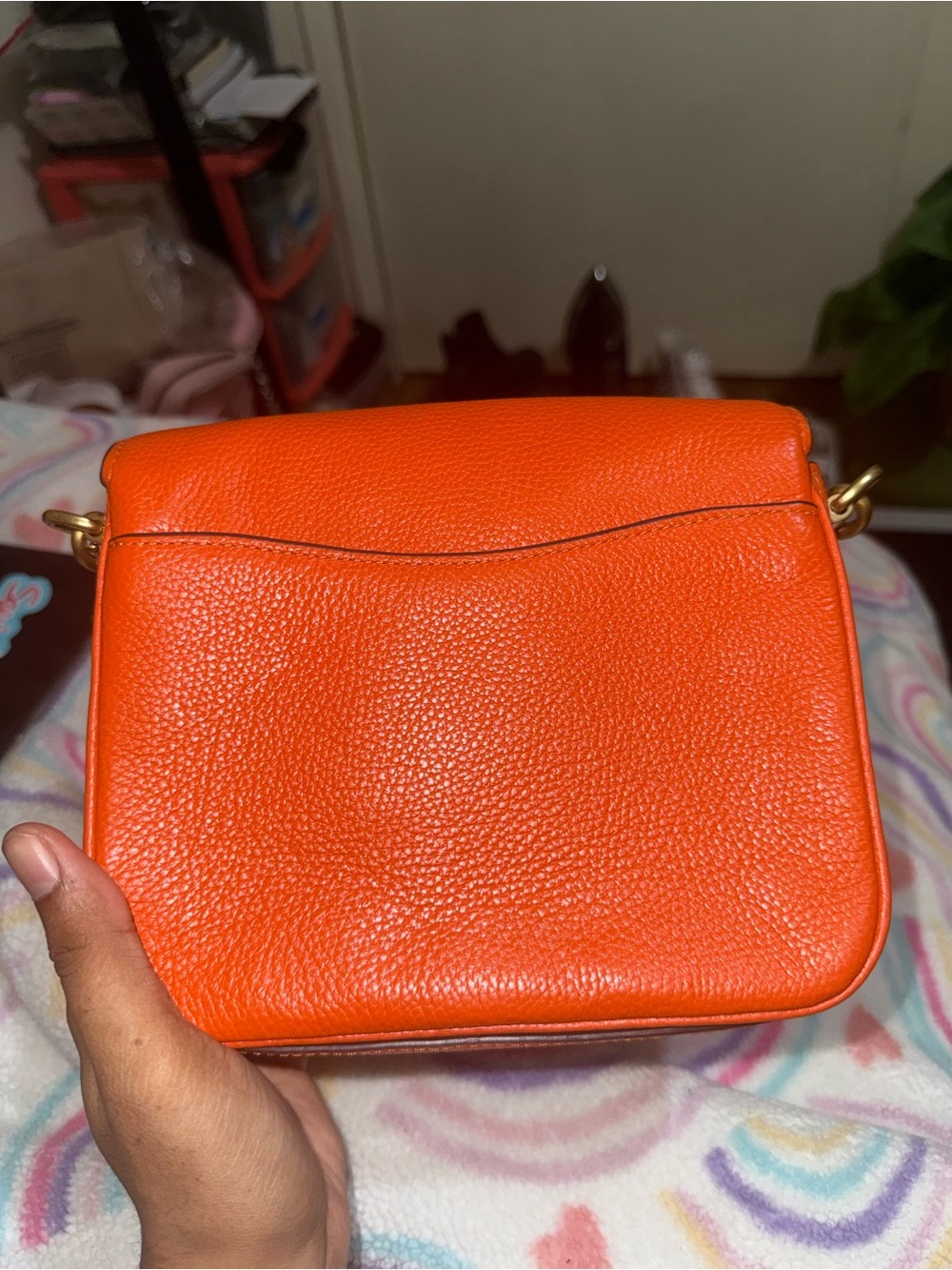 Coach Orange Pebbled Leather Crossbody with Gold Hardware - Picture 9 of 11